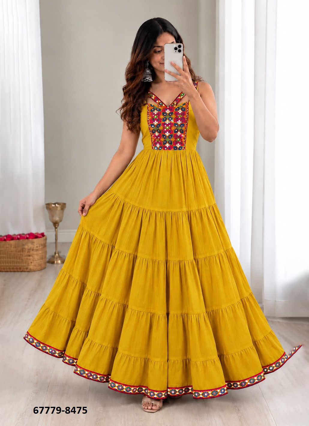 NAVRATRI RAMJAT - Catalog # 67779 (Set of 6 Readymade Gowns)