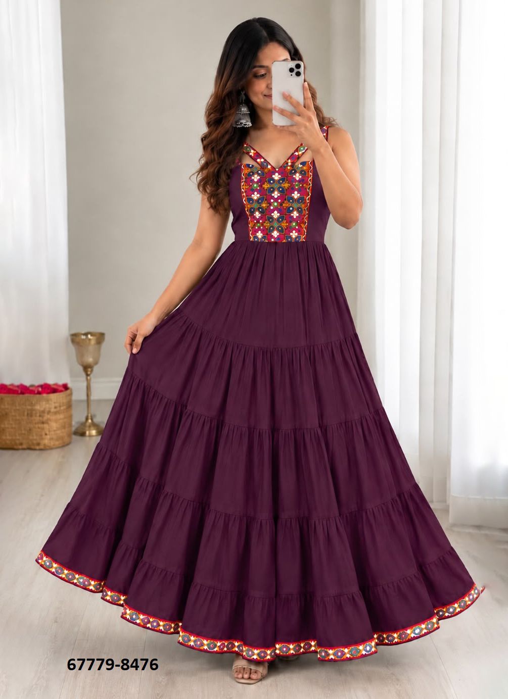 NAVRATRI RAMJAT - Catalog # 67779 (Set of 6 Readymade Gowns)