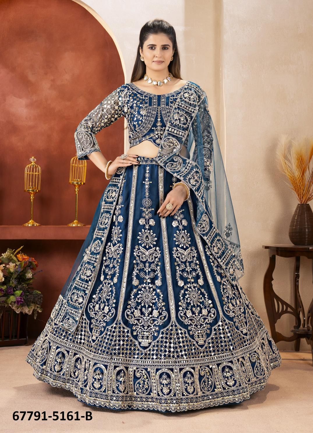 OSAKA - Catalog # 67791 (Set of 2 Semi-Stitched Lehengas)