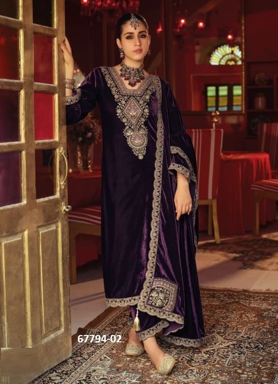 GULAAM - Catalog # 67794 (Set of 6 Semi-Stitched / Un-Stitched Suits)