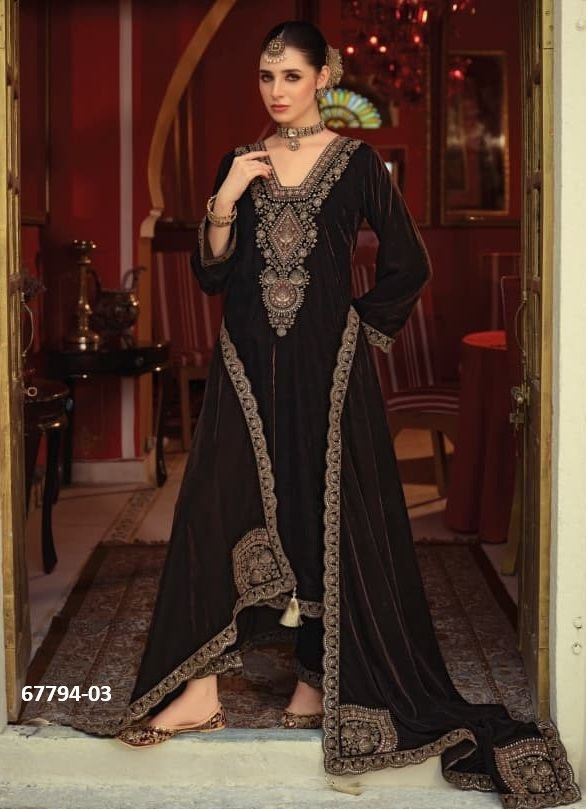 GULAAM - Catalog # 67794 (Set of 6 Semi-Stitched / Un-Stitched Suits)