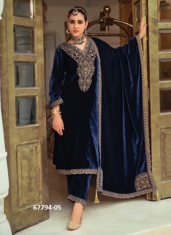 GULAAM - Catalog # 67794 (Set of 6 Semi-Stitched / Un-Stitched Suits)