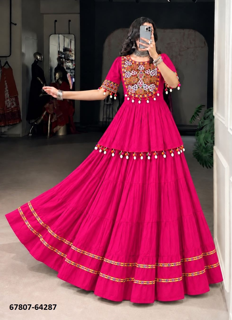 NAVRATRI MAZZA - Catalog # 67807 (Set of 3 Readymade Gowns)