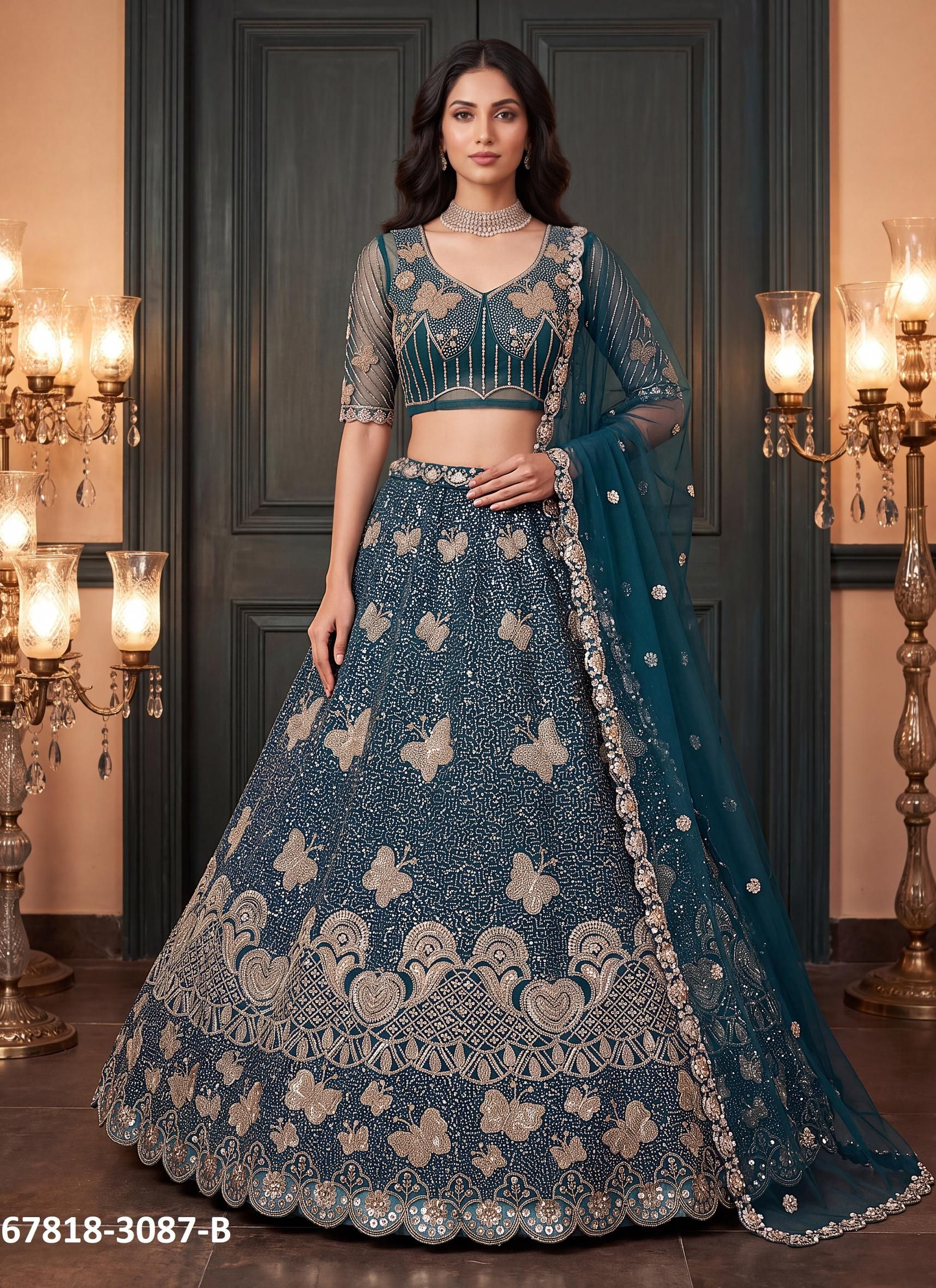 JIGISHA - Catalog # 67818 (Set of 11 Semi-Stitched Lehengas)