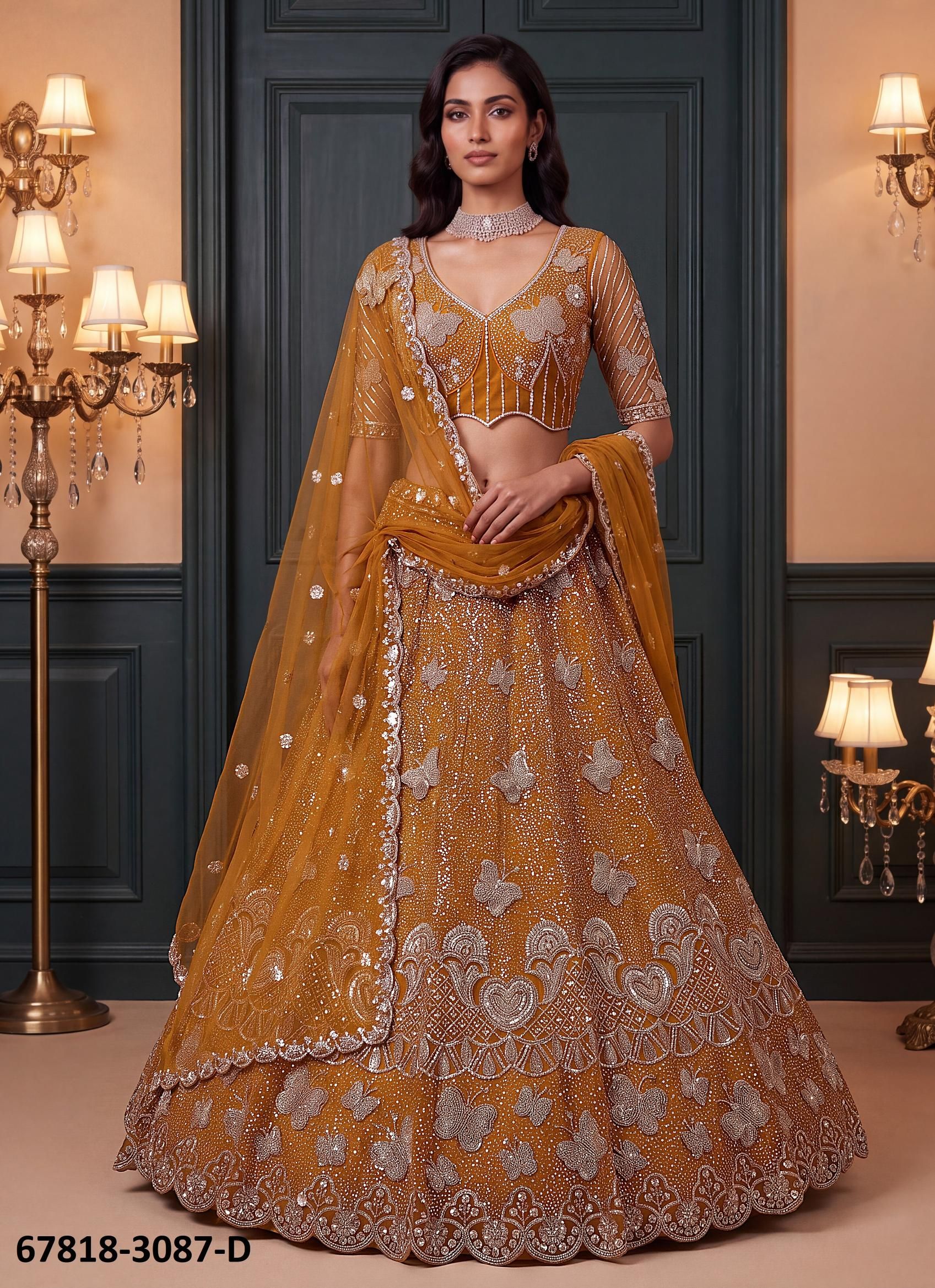 JIGISHA - Catalog # 67818 (Set of 11 Semi-Stitched Lehengas)