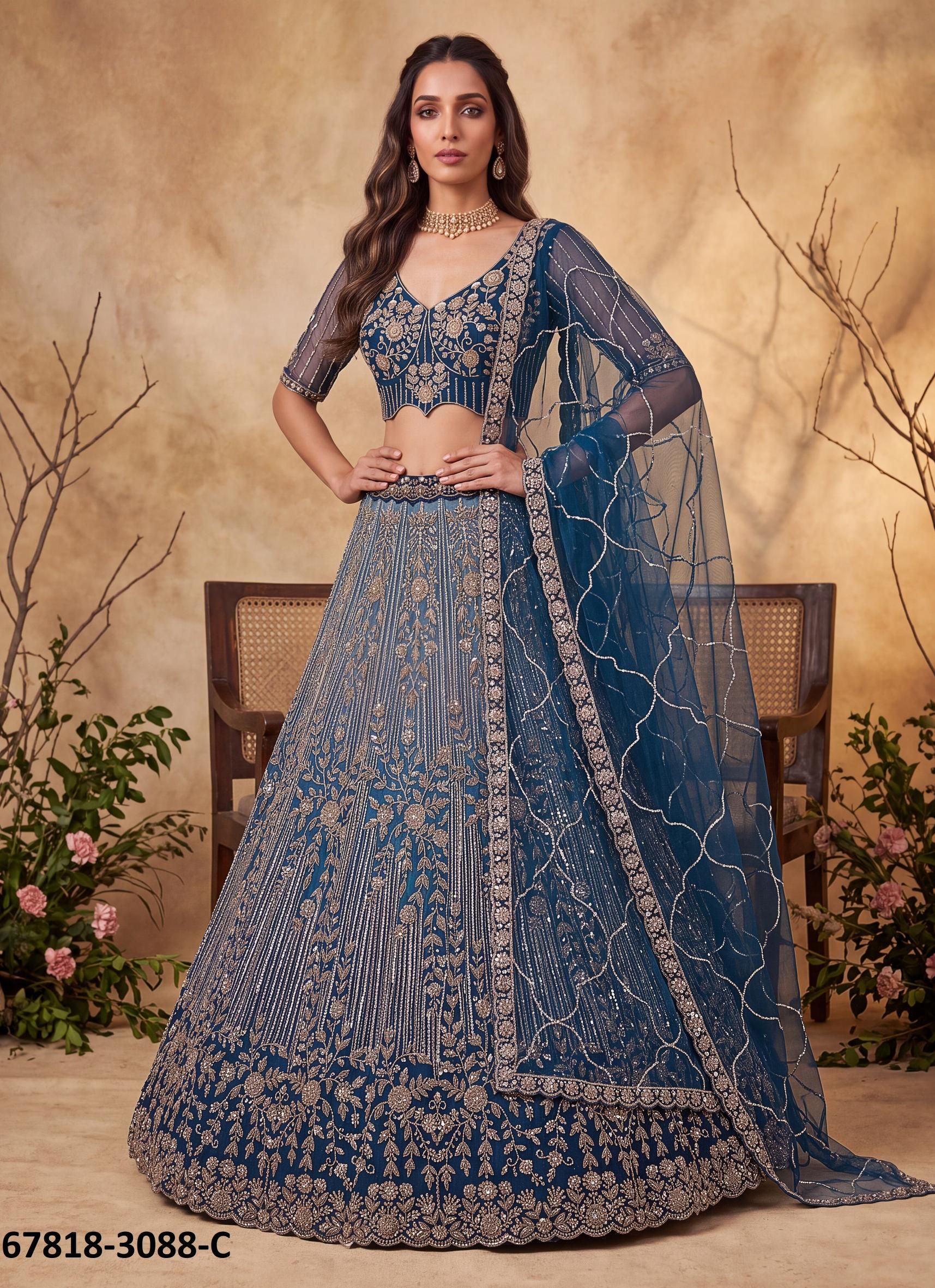 JIGISHA - Catalog # 67818 (Set of 11 Semi-Stitched Lehengas)