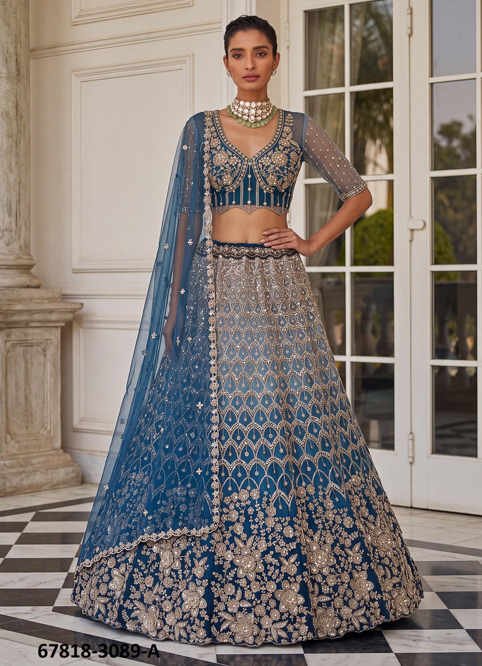 JIGISHA - Catalog # 67818 (Set of 11 Semi-Stitched Lehengas)