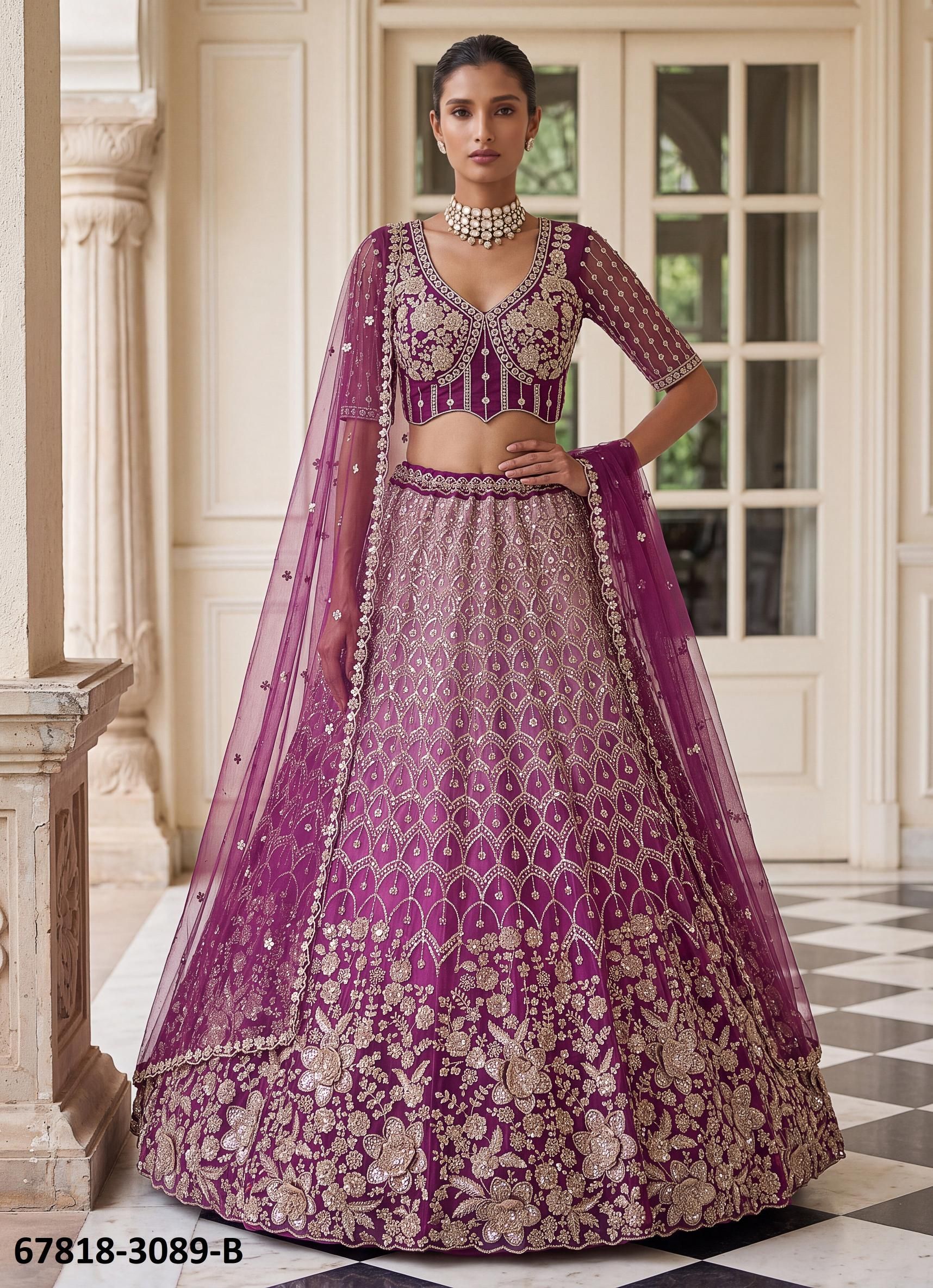 JIGISHA - Catalog # 67818 (Set of 11 Semi-Stitched Lehengas)