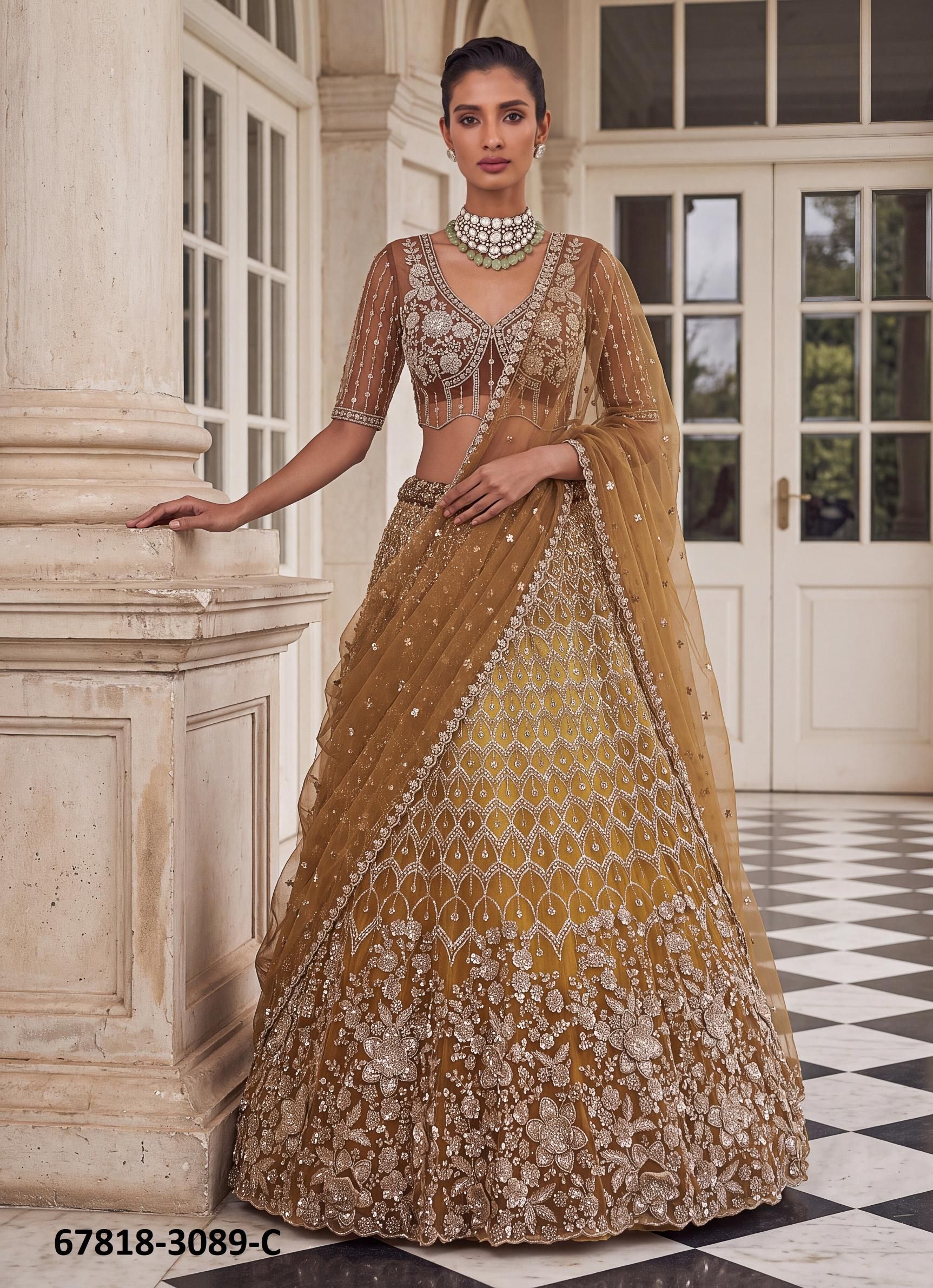 JIGISHA - Catalog # 67818 (Set of 11 Semi-Stitched Lehengas)