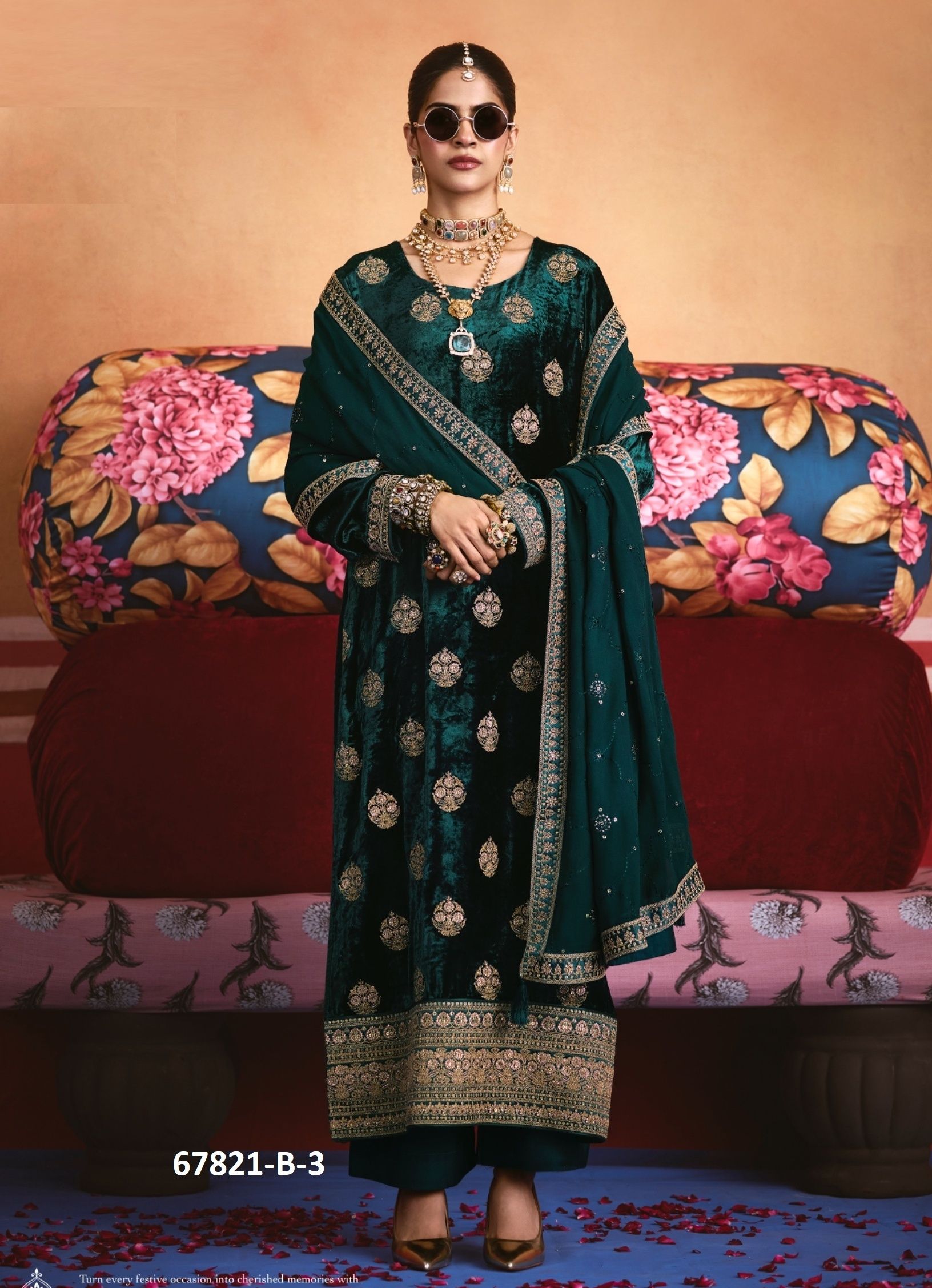 ZARA VELVET - Catalog # 67821 (Set of 6 Semi-Stitched / Un-Stitched Suits) ZARA VELVET - Catalog # 67821 (Set of 6 Semi-Stitched / Un-Stitched Suits)
