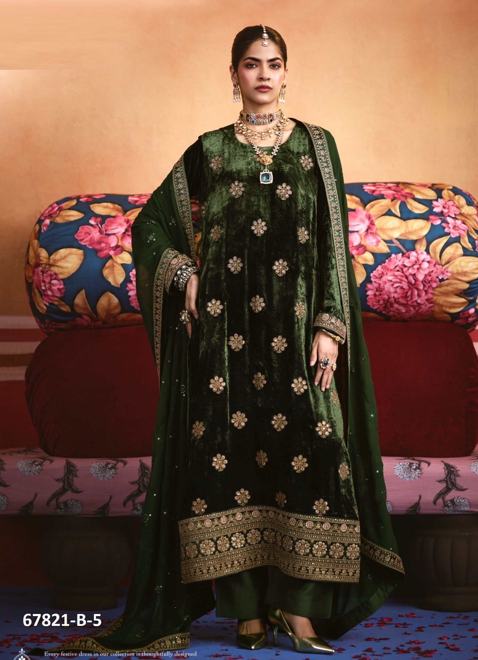 ZARA VELVET - Catalog # 67821 (Set of 6 Semi-Stitched / Un-Stitched Suits) ZARA VELVET - Catalog # 67821 (Set of 6 Semi-Stitched / Un-Stitched Suits)