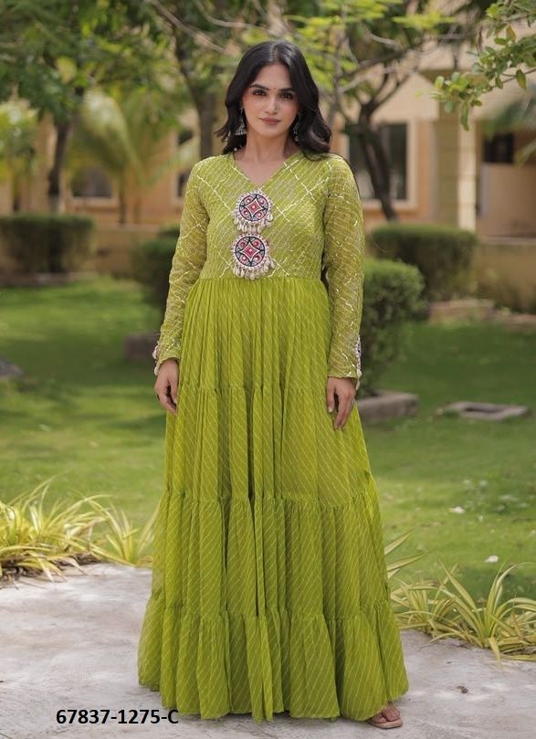 NAV DURGE - Catalog # 67837 (Set of 3 Readymade Gowns) NAV DURGE - Catalog # 67837 (Set of 3 Readymade Gowns)