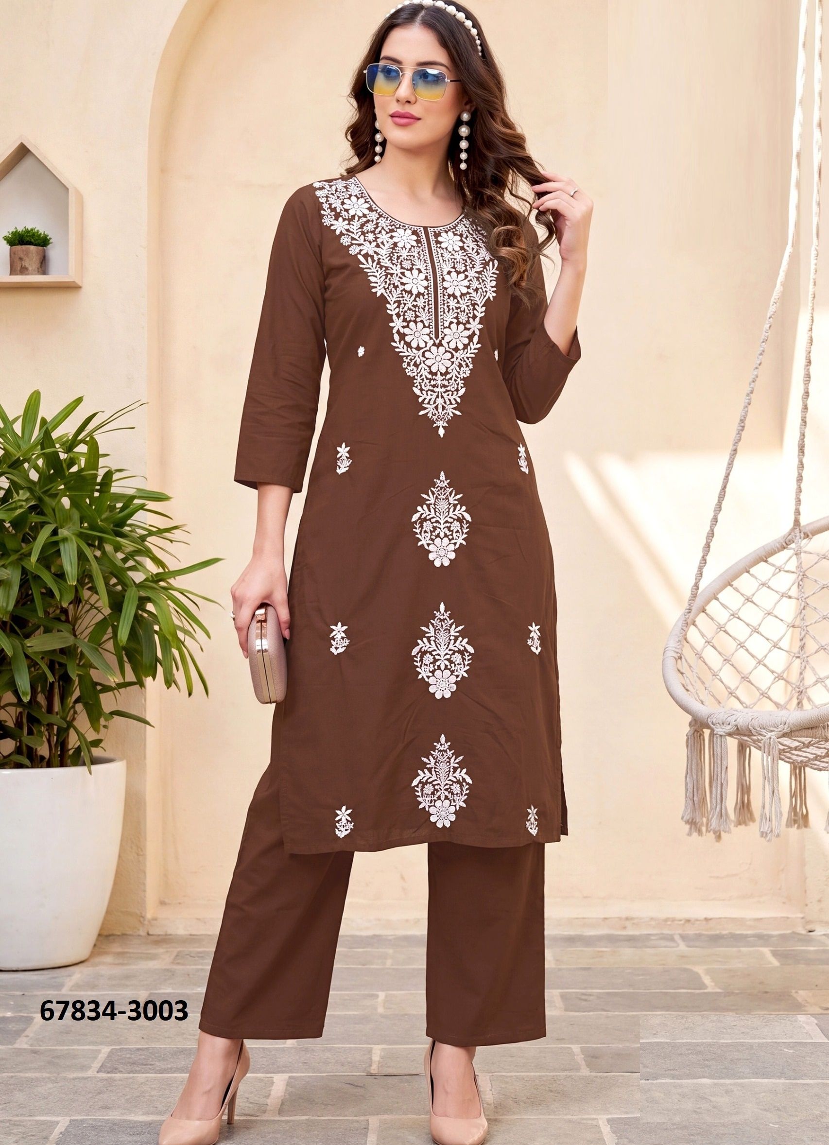 LUCKNOWI 3 - Catalog # 67834 (Set of 6 Tops With Bottoms)