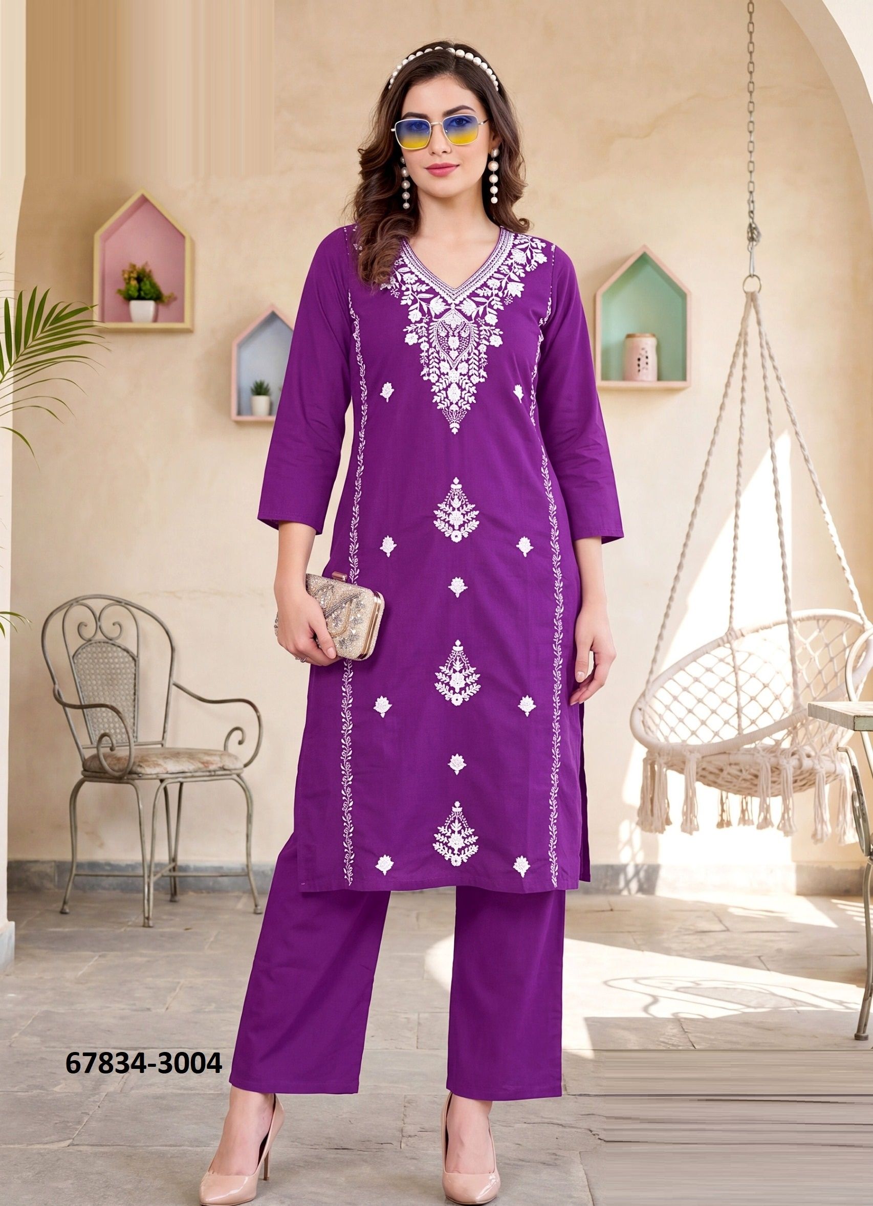 LUCKNOWI 3 - Catalog # 67834 (Set of 6 Tops With Bottoms)