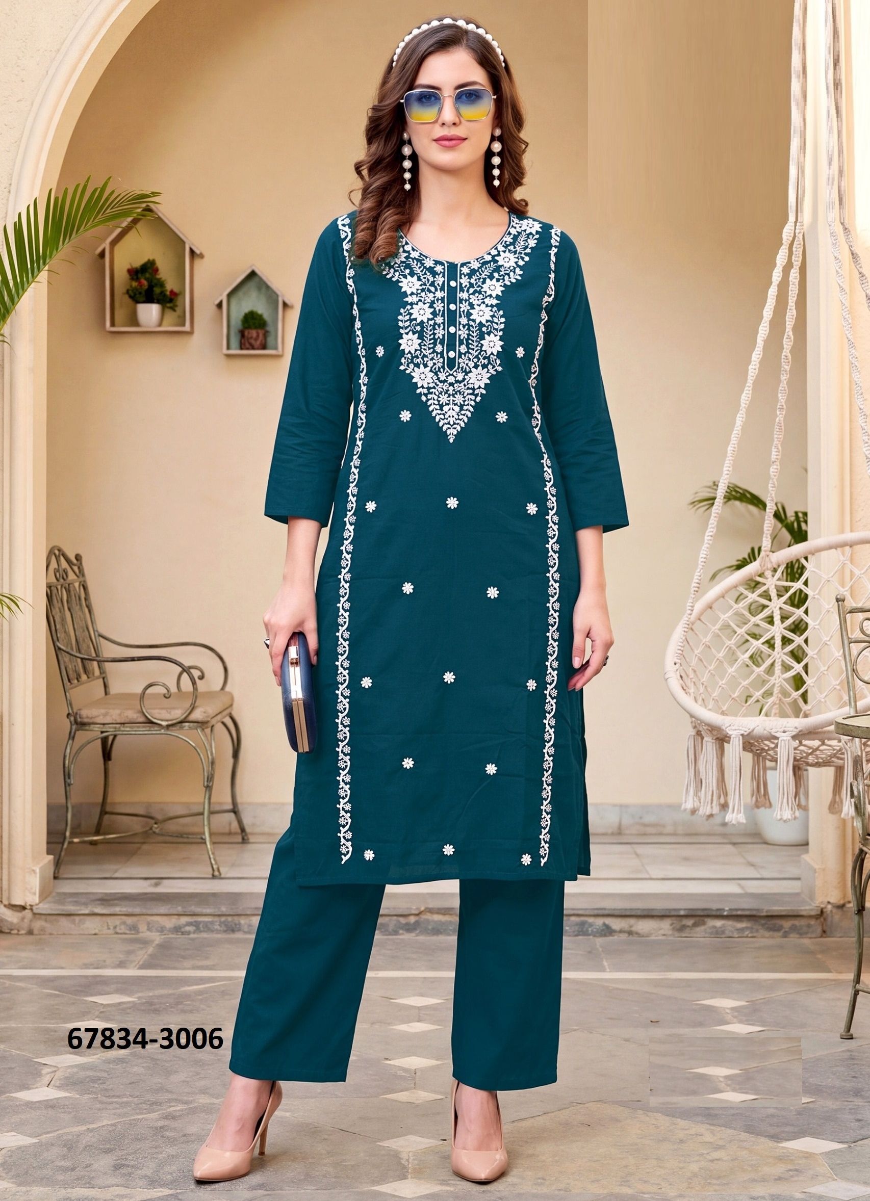 LUCKNOWI 3 - Catalog # 67834 (Set of 6 Tops With Bottoms)