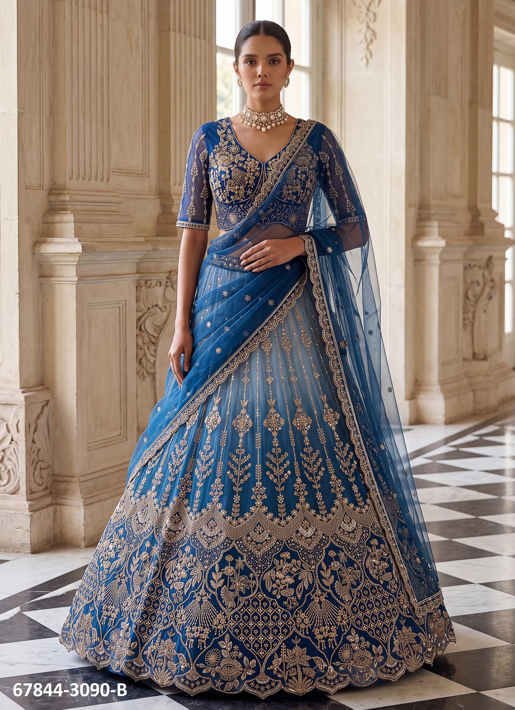 ANAMEEKA - Catalog # 67844 (Set of 13 Semi-Stitched Lehengas) ANAMEEKA - Catalog # 67844 (Set of 13 Semi-Stitched Lehengas)