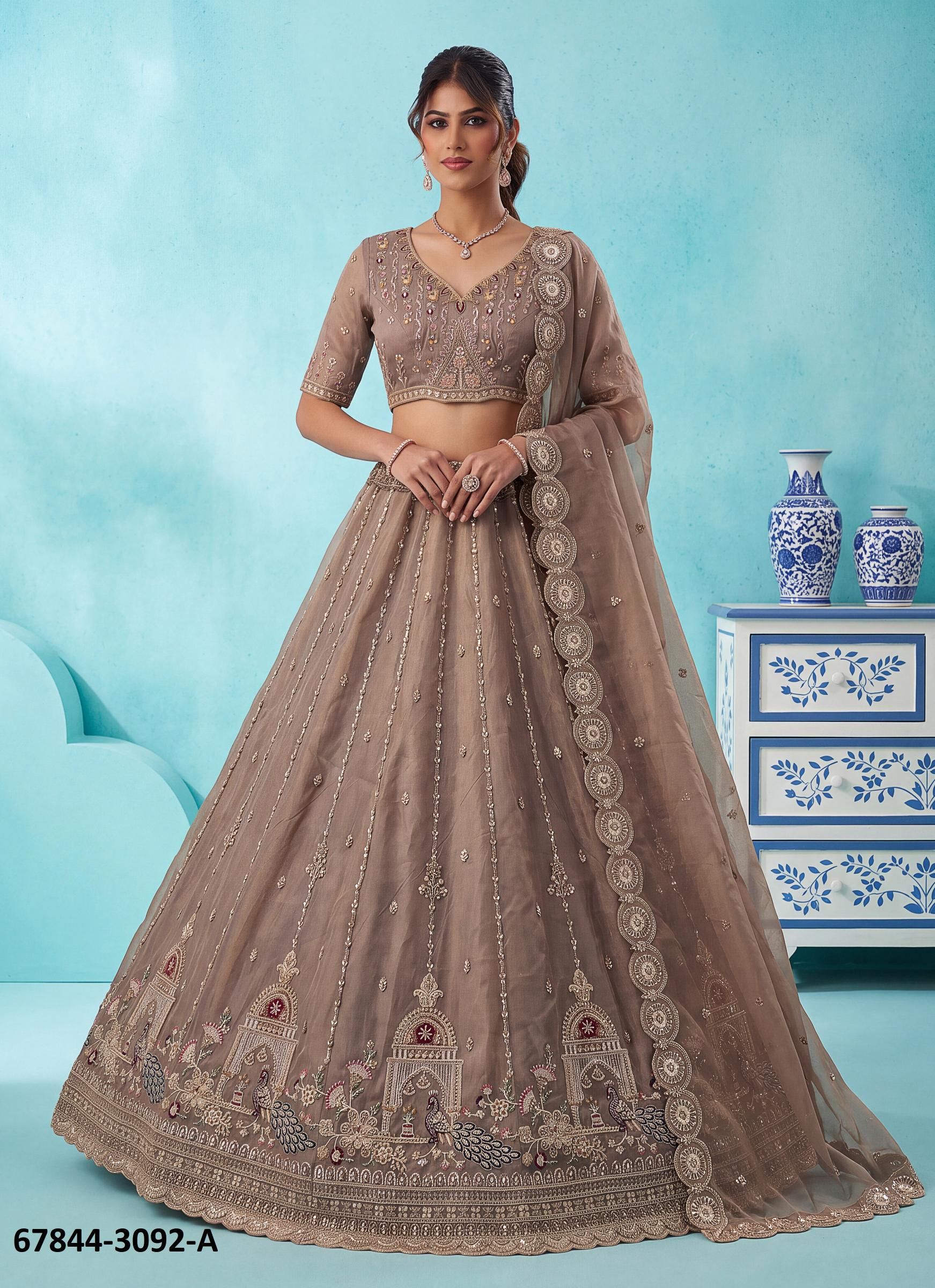 ANAMEEKA - Catalog # 67844 (Set of 13 Semi-Stitched Lehengas) ANAMEEKA - Catalog # 67844 (Set of 13 Semi-Stitched Lehengas)