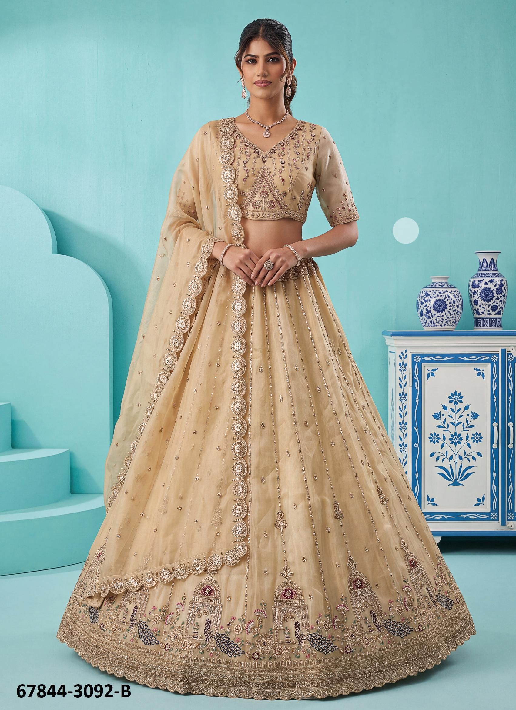 ANAMEEKA - Catalog # 67844 (Set of 13 Semi-Stitched Lehengas) ANAMEEKA - Catalog # 67844 (Set of 13 Semi-Stitched Lehengas)