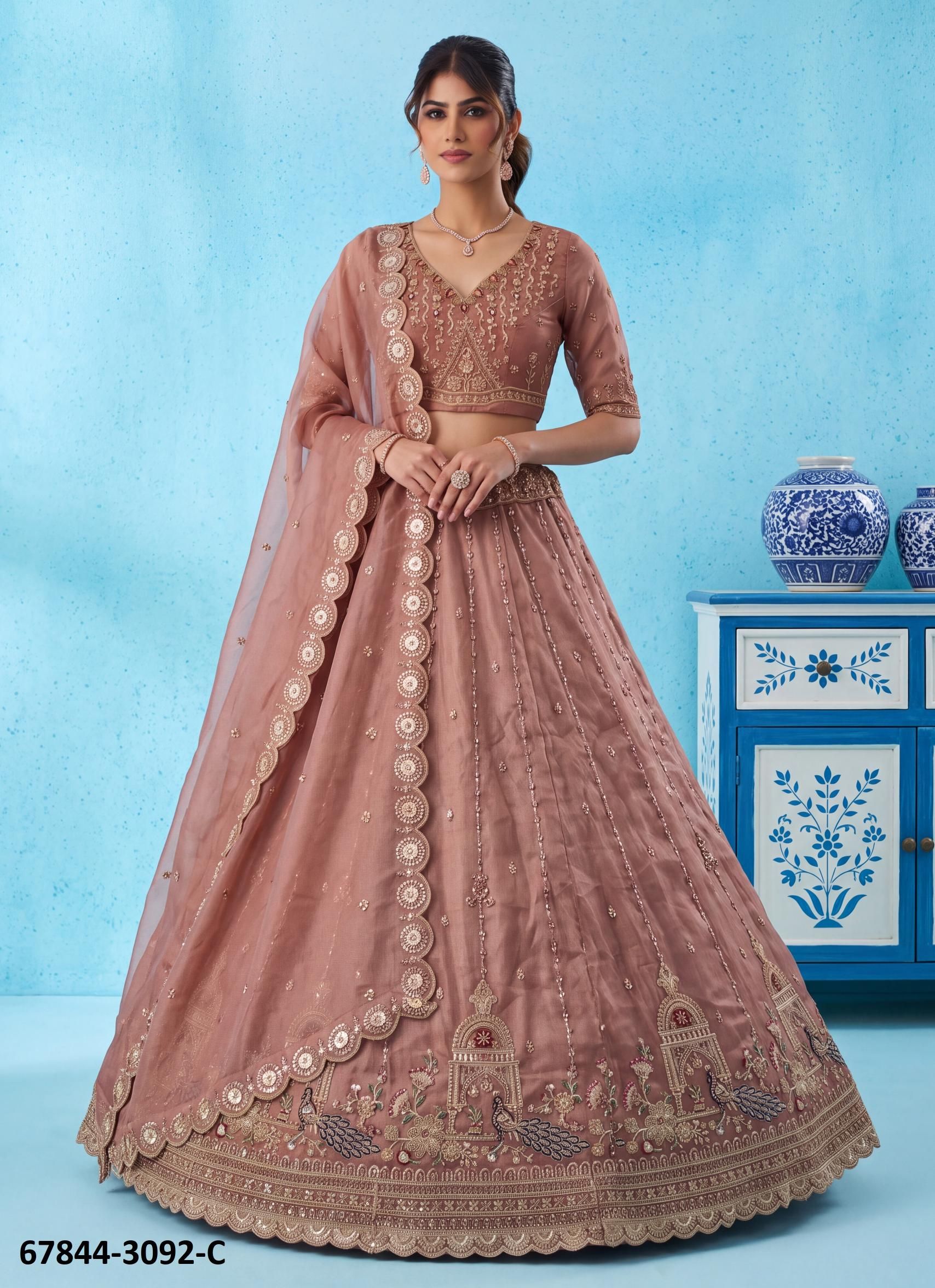 ANAMEEKA - Catalog # 67844 (Set of 13 Semi-Stitched Lehengas) ANAMEEKA - Catalog # 67844 (Set of 13 Semi-Stitched Lehengas)