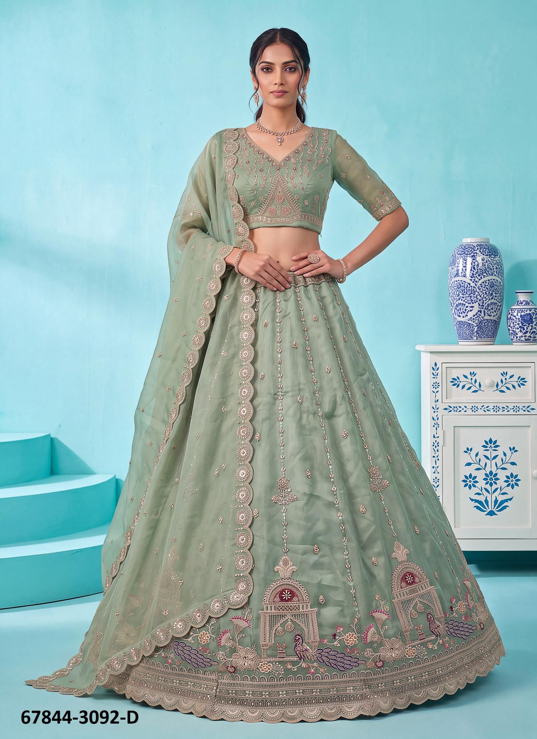 ANAMEEKA - Catalog # 67844 (Set of 13 Semi-Stitched Lehengas) ANAMEEKA - Catalog # 67844 (Set of 13 Semi-Stitched Lehengas)