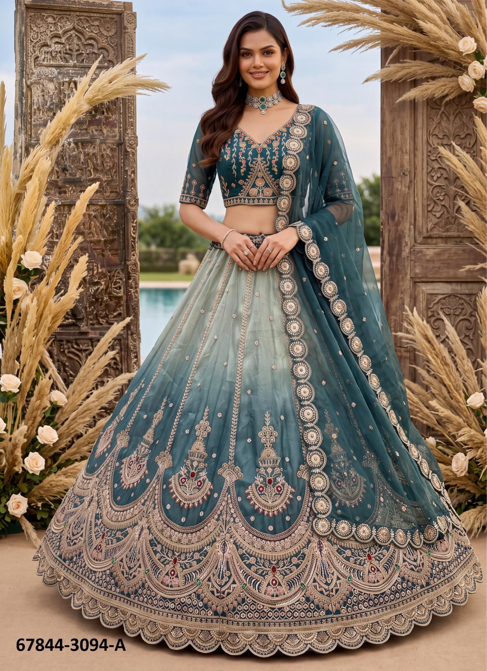 ANAMEEKA - Catalog # 67844 (Set of 13 Semi-Stitched Lehengas) ANAMEEKA - Catalog # 67844 (Set of 13 Semi-Stitched Lehengas)