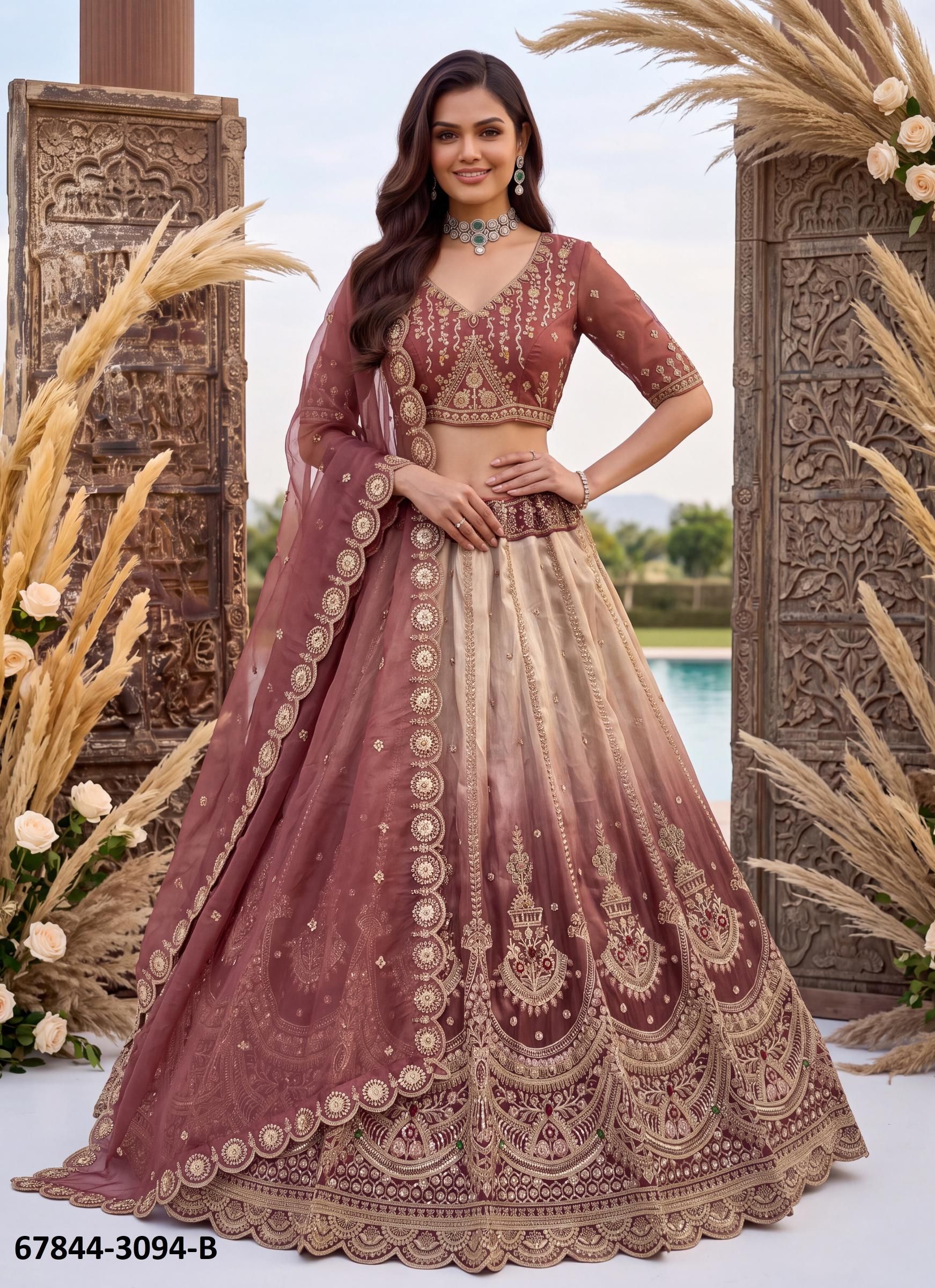 ANAMEEKA - Catalog # 67844 (Set of 13 Semi-Stitched Lehengas) ANAMEEKA - Catalog # 67844 (Set of 13 Semi-Stitched Lehengas)