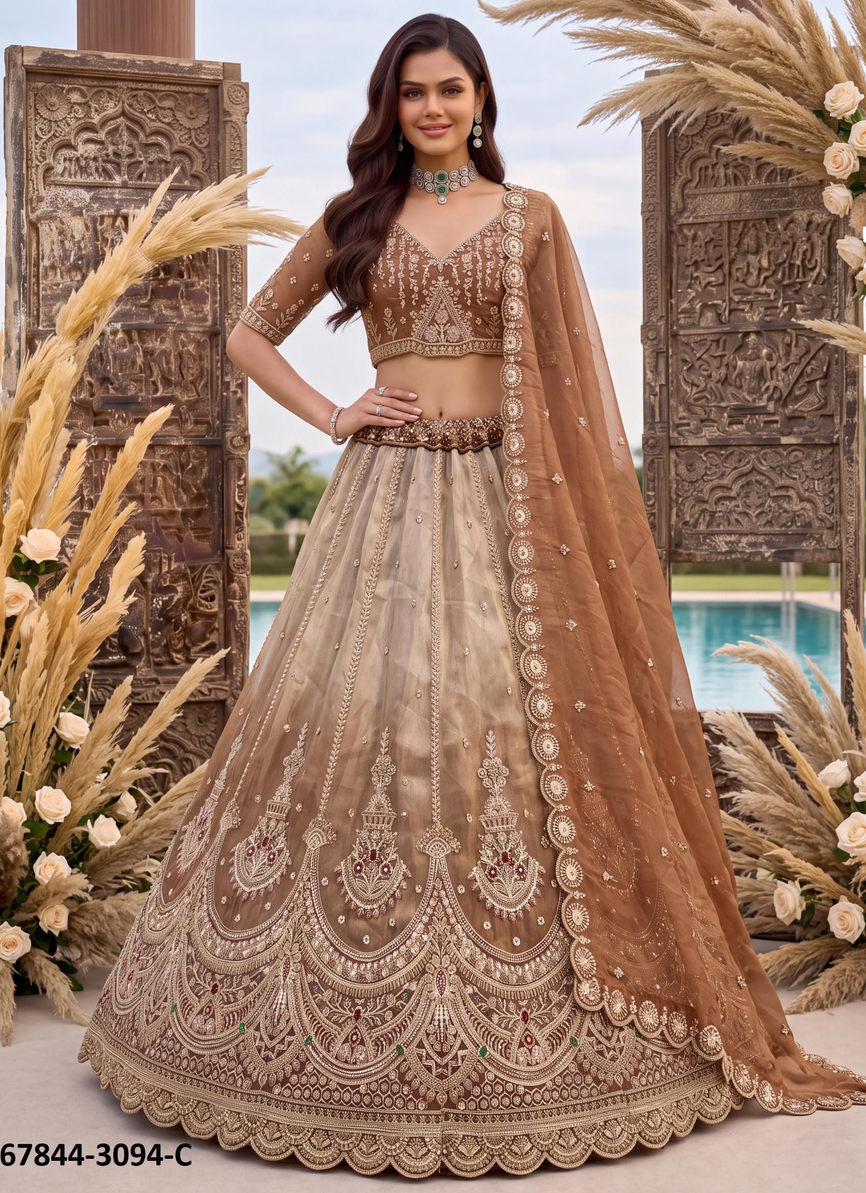 ANAMEEKA - Catalog # 67844 (Set of 13 Semi-Stitched Lehengas) ANAMEEKA - Catalog # 67844 (Set of 13 Semi-Stitched Lehengas)