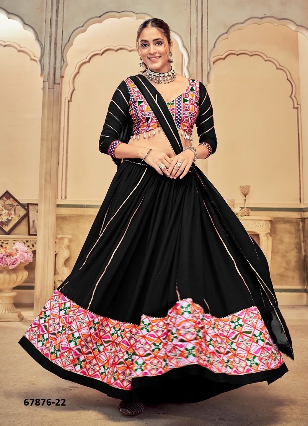 RAAS RASILO - Catalog # 67876 (Set of 3 Semi-Stitched Lehengas) RAAS RASILO - Catalog # 67876 (Set of 3 Semi-Stitched Lehengas)