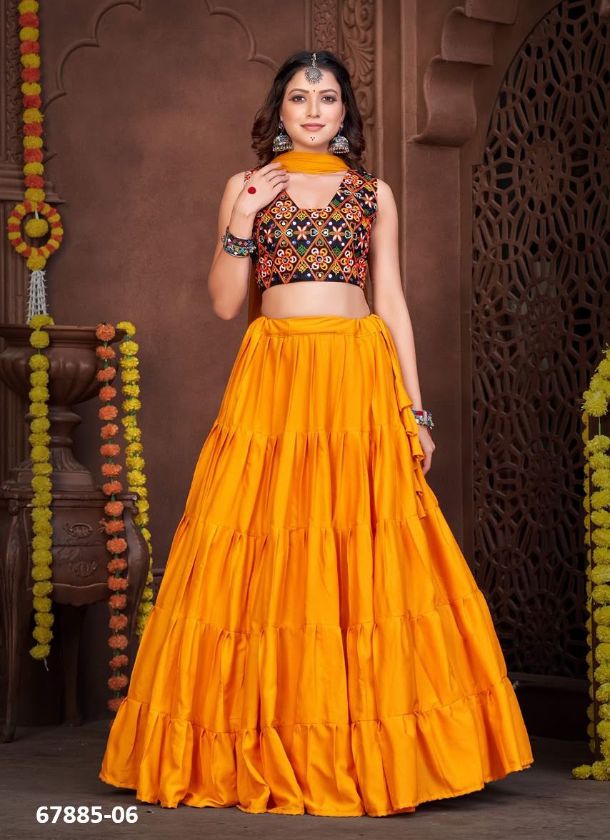NAV NIRMA - Catalog # 67885 (Set of 7 Semi-Stitched Lehengas)
