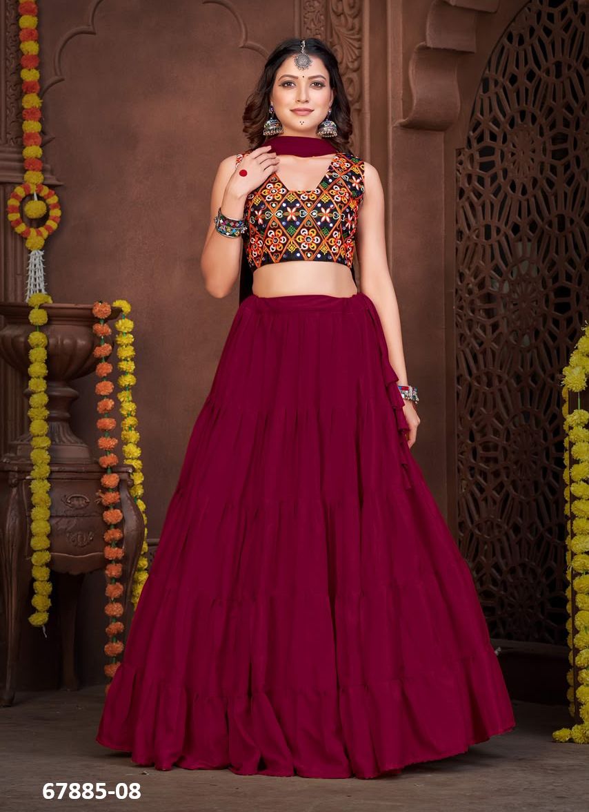 NAV NIRMA - Catalog # 67885 (Set of 7 Semi-Stitched Lehengas)