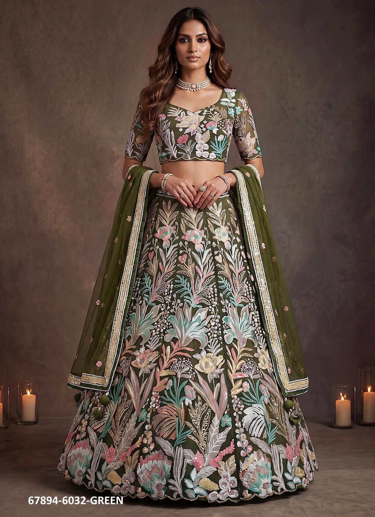 MULTIPLE SEQUINS - Catalog # 67894 (Set of 6 Semi-Stitched Lehengas) MULTIPLE SEQUINS - Catalog # 67894 (Set of 6 Semi-Stitched Lehengas)