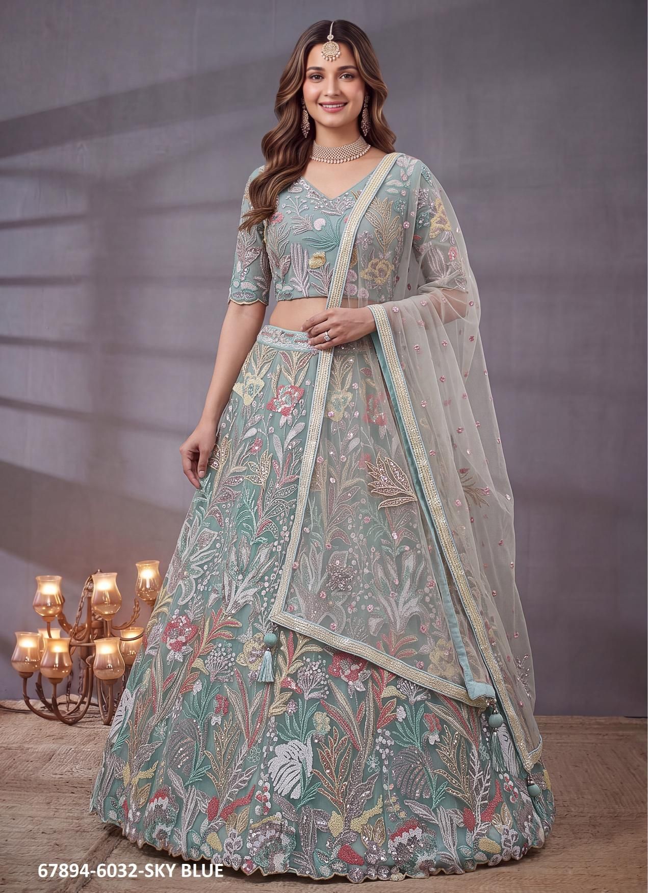 MULTIPLE SEQUINS - Catalog # 67894 (Set of 6 Semi-Stitched Lehengas) MULTIPLE SEQUINS - Catalog # 67894 (Set of 6 Semi-Stitched Lehengas)