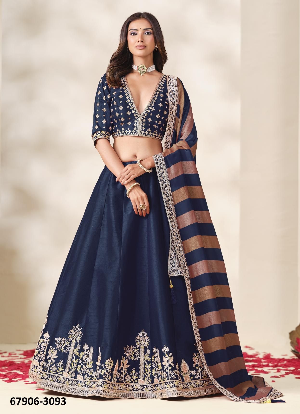 MAAHEE - Catalog # 67906 (Set of 4 Semi-Stitched Lehengas)