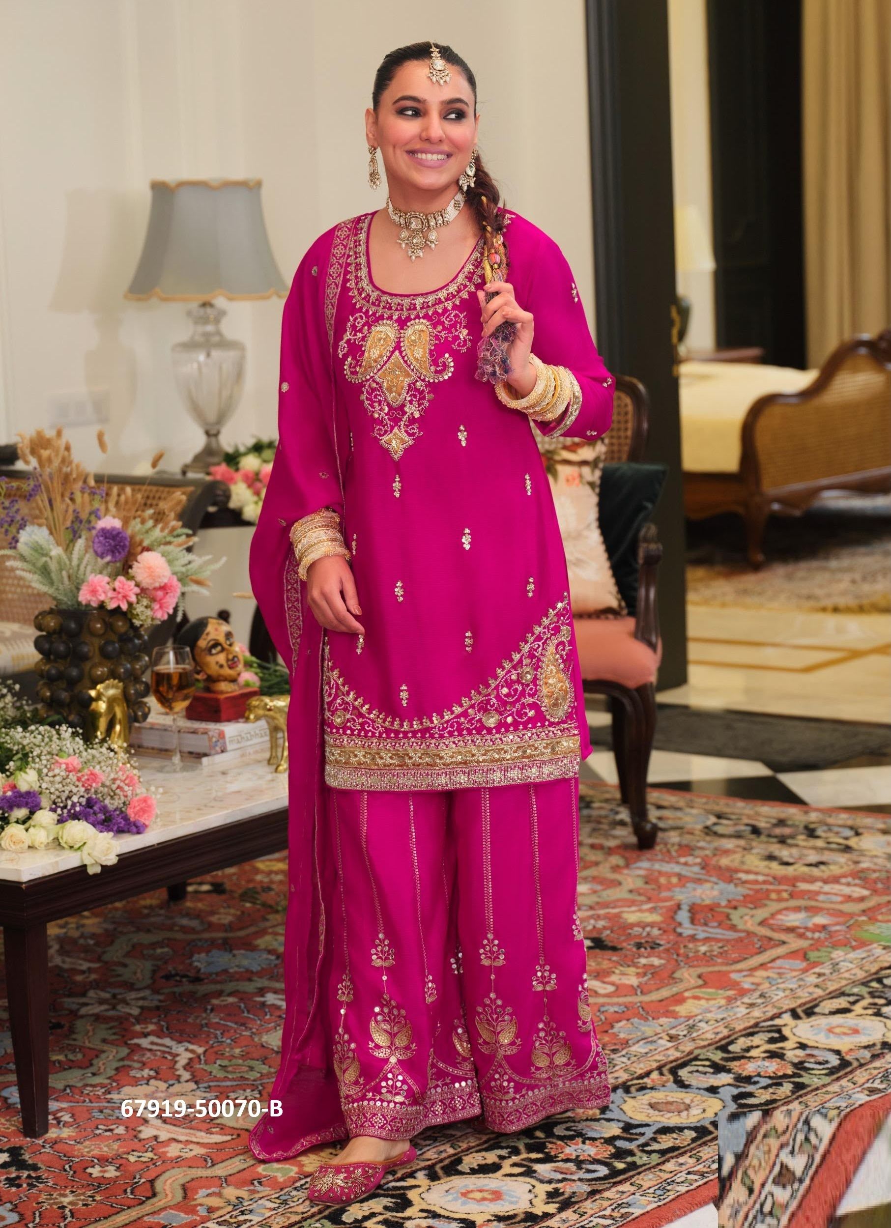 SHIMMER FARSHI - Catalog # 67919 (Set of 2 SIZE-SETS [Readymade Salwar Suits])