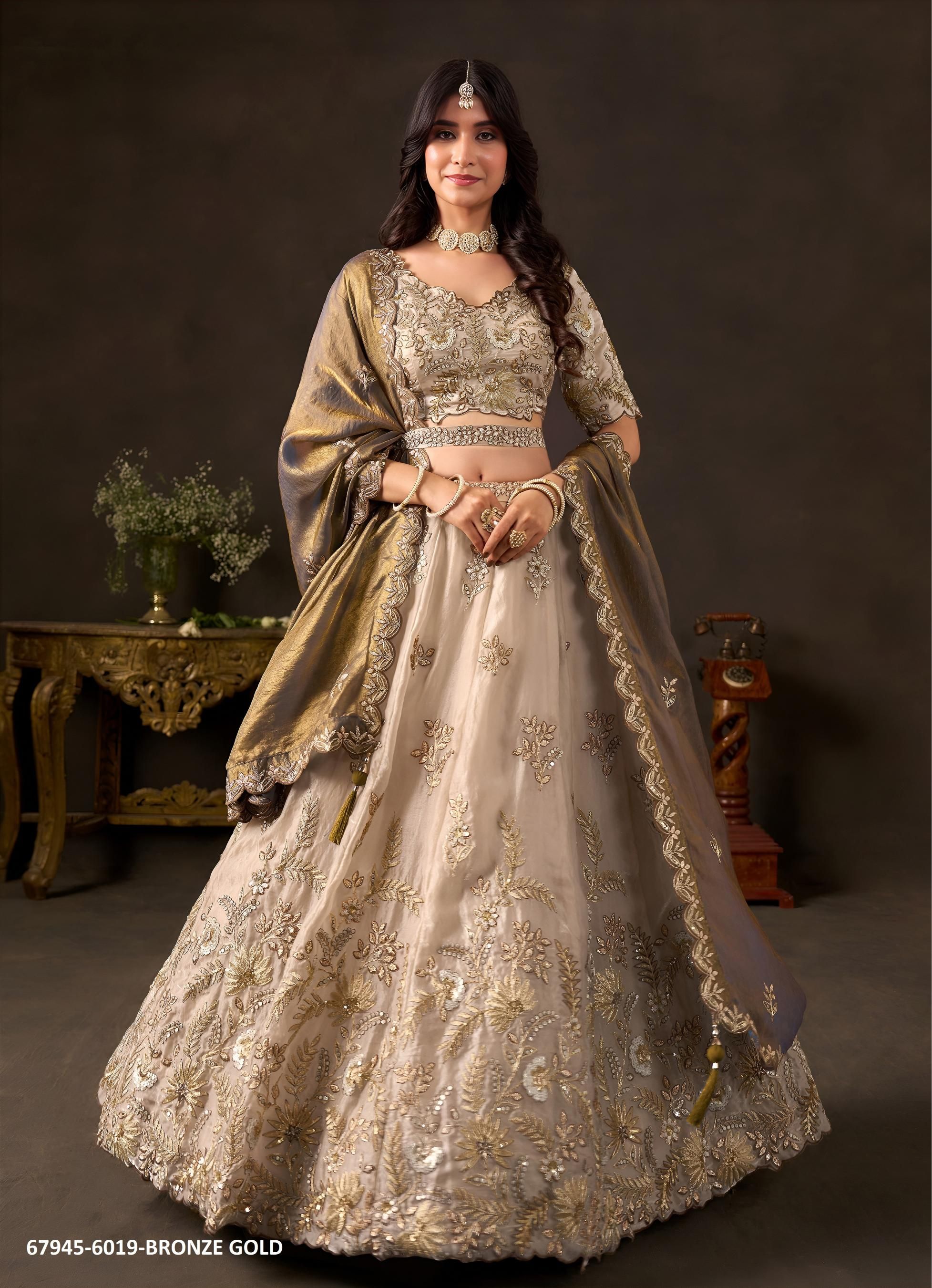 LAMHE - Catalog # 67945 (Set of 5 Semi-Stitched Lehengas) LAMHE - Catalog # 67945 (Set of 5 Semi-Stitched Lehengas)