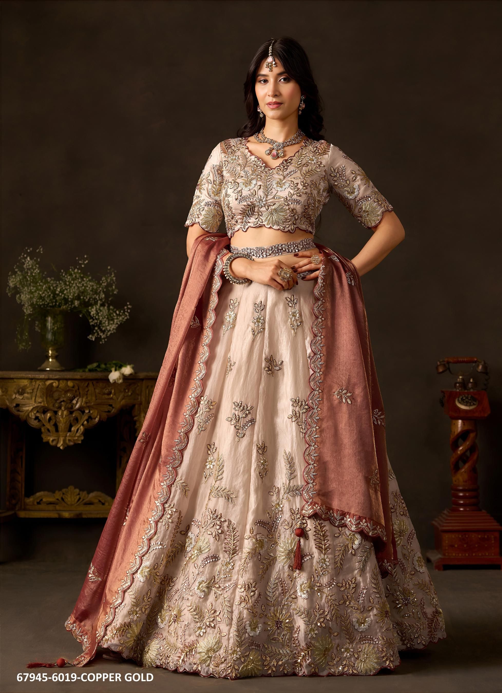 LAMHE - Catalog # 67945 (Set of 5 Semi-Stitched Lehengas) LAMHE - Catalog # 67945 (Set of 5 Semi-Stitched Lehengas)