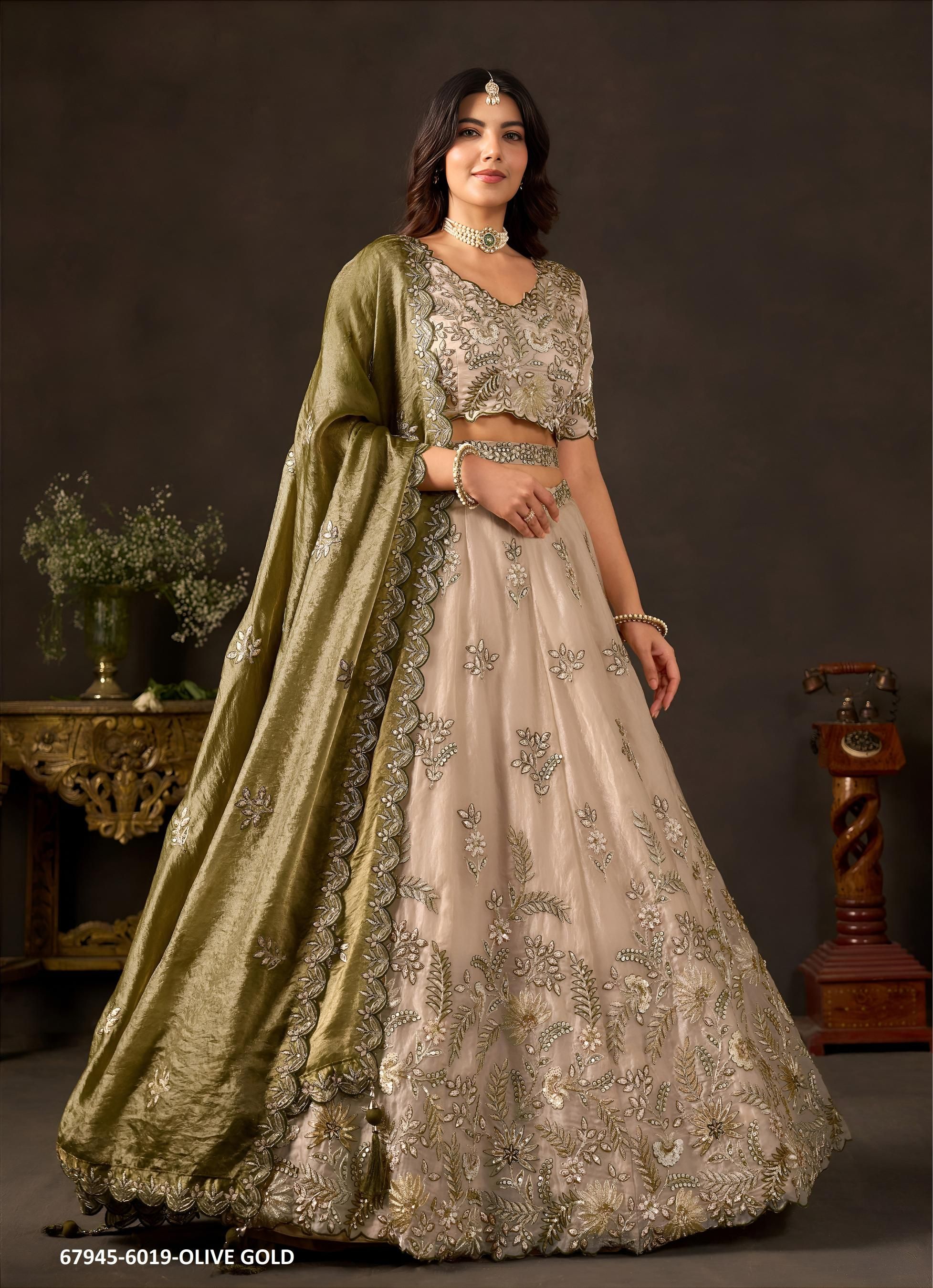 LAMHE - Catalog # 67945 (Set of 5 Semi-Stitched Lehengas) LAMHE - Catalog # 67945 (Set of 5 Semi-Stitched Lehengas)