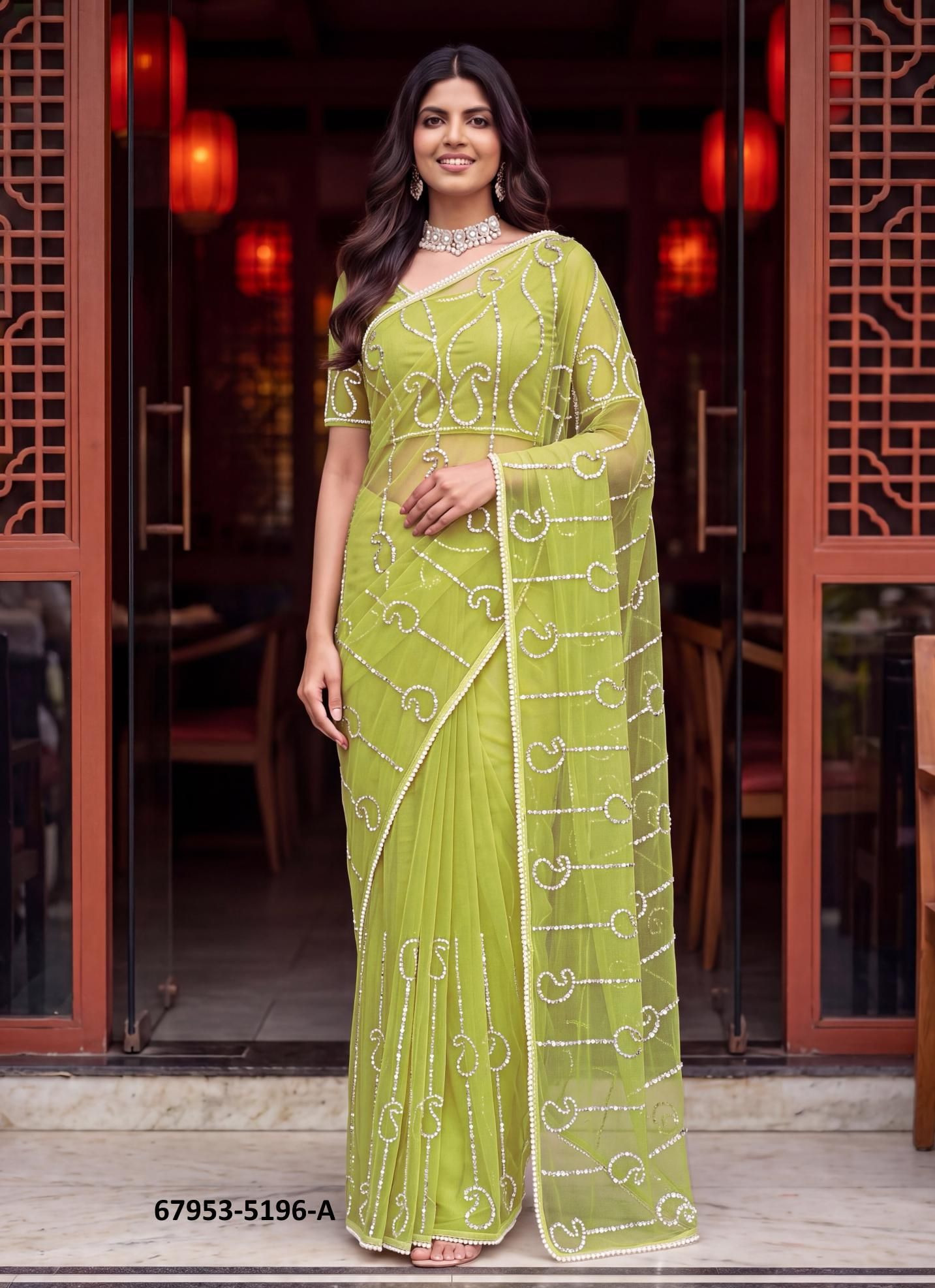 NETS & BEADS - Catalog # 67953 (Set of 4 Sarees) NETS & BEADS - Catalog # 67953 (Set of 4 Sarees)