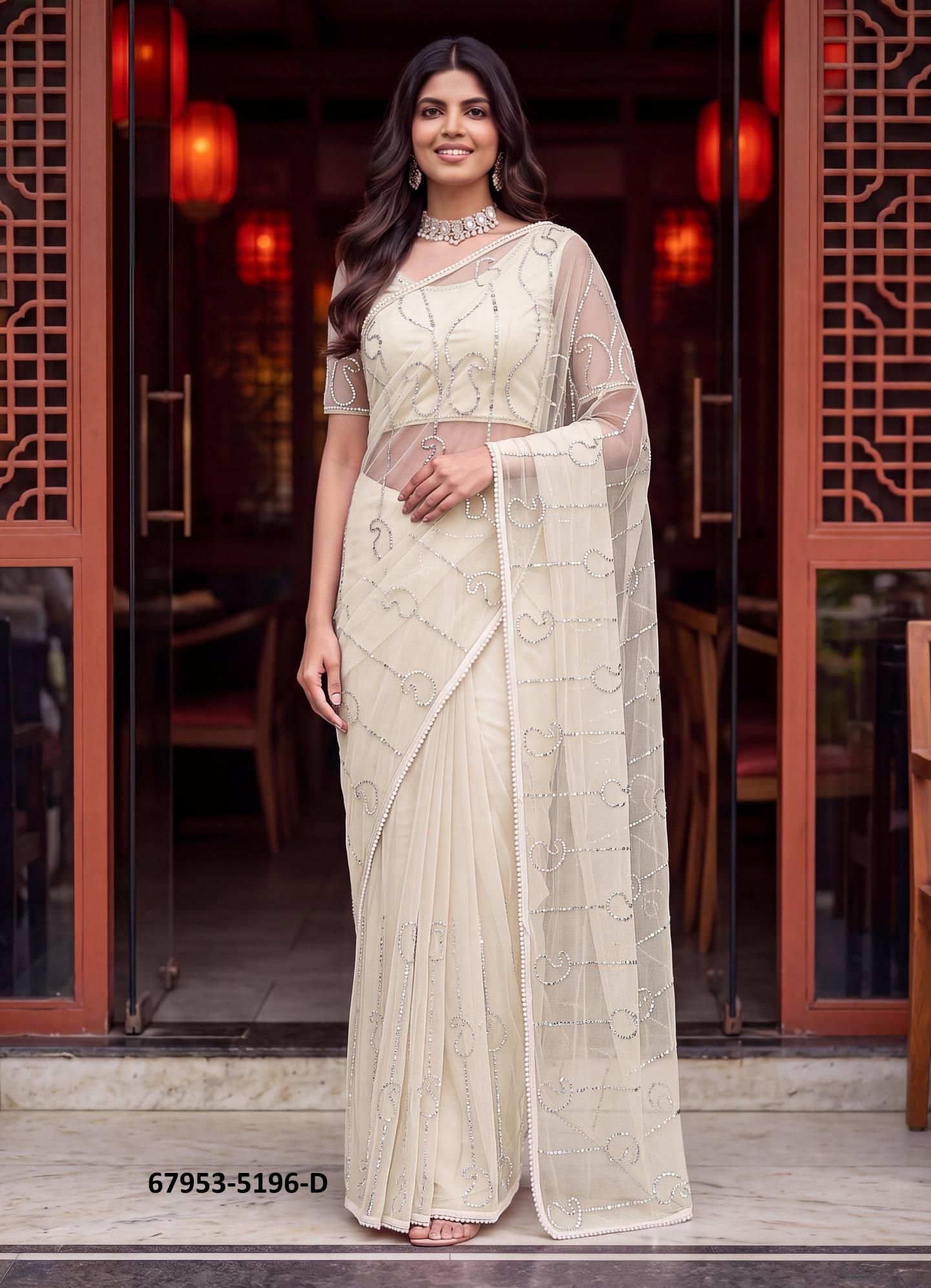 NETS & BEADS - Catalog # 67953 (Set of 4 Sarees) NETS & BEADS - Catalog # 67953 (Set of 4 Sarees)