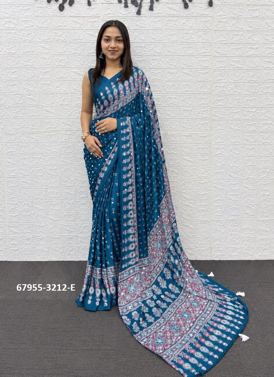 OSAKA SATIN - Catalog # 67955 (Set of 6 Sarees)