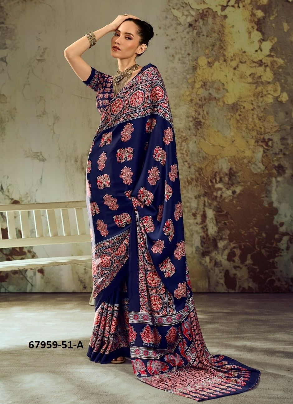 AJRAKH MEENA - Catalog # 67959 (Set of 6 Sarees) AJRAKH MEENA - Catalog # 67959 (Set of 6 Sarees)