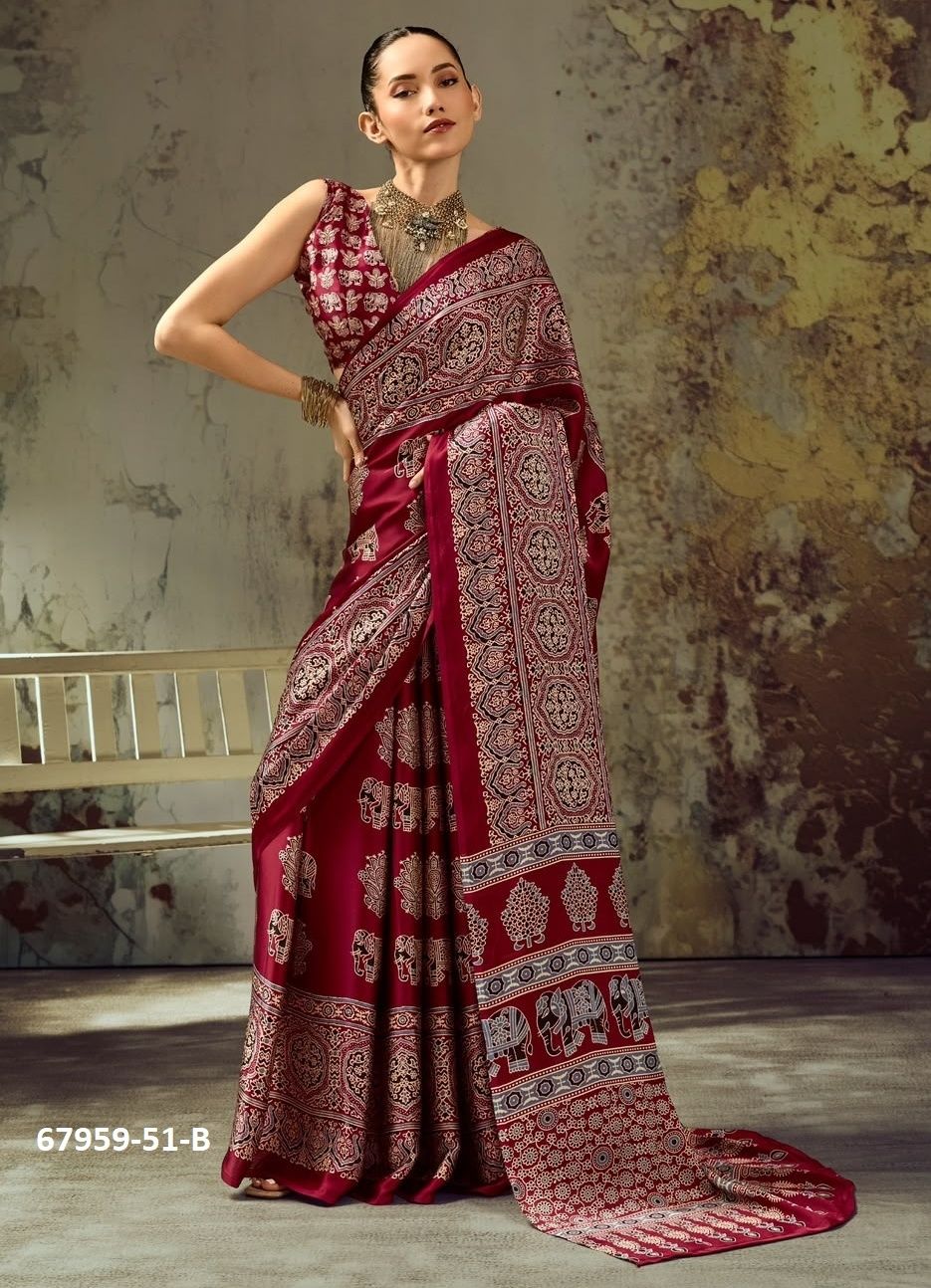 AJRAKH MEENA - Catalog # 67959 (Set of 6 Sarees) AJRAKH MEENA - Catalog # 67959 (Set of 6 Sarees)