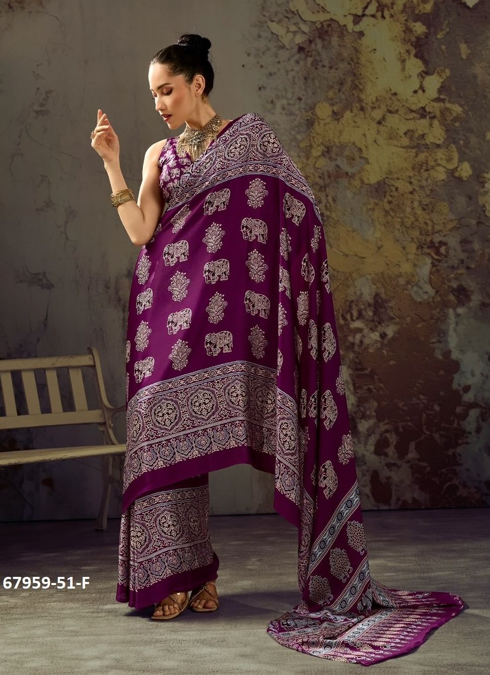 AJRAKH MEENA - Catalog # 67959 (Set of 6 Sarees) AJRAKH MEENA - Catalog # 67959 (Set of 6 Sarees)