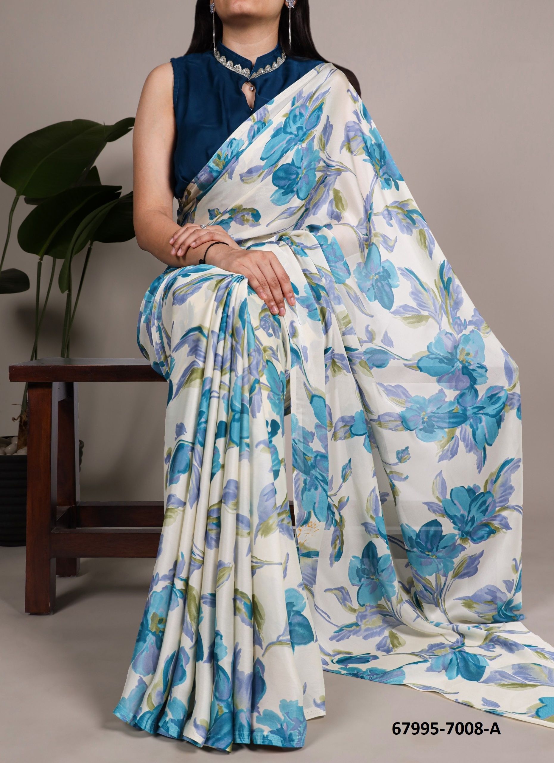 SATIN FLORAL - Catalog # 67995 (Set of 2 Sarees) SATIN FLORAL - Catalog # 67995 (Set of 2 Sarees)