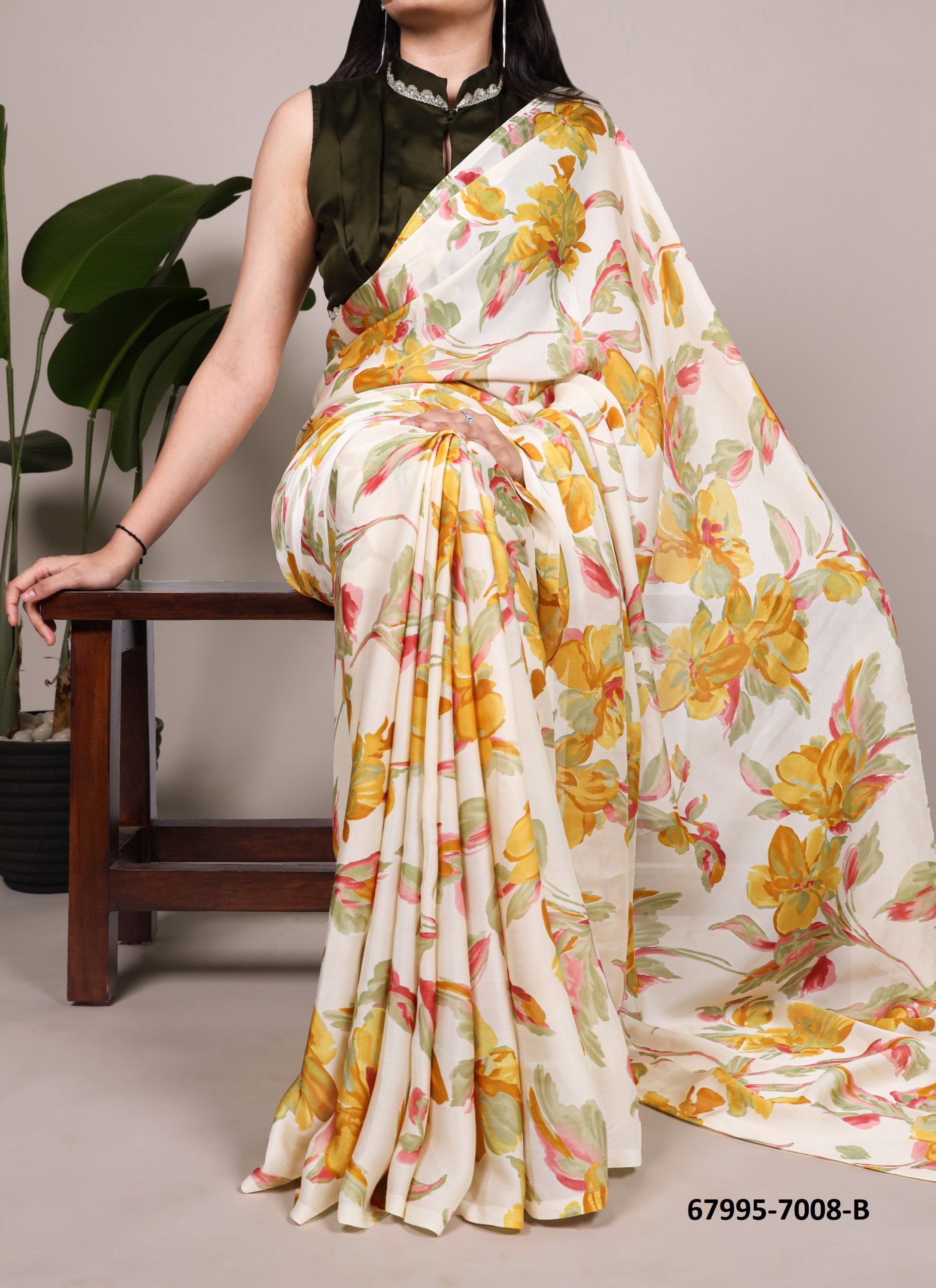 SATIN FLORAL - Catalog # 67995 (Set of 2 Sarees) SATIN FLORAL - Catalog # 67995 (Set of 2 Sarees)