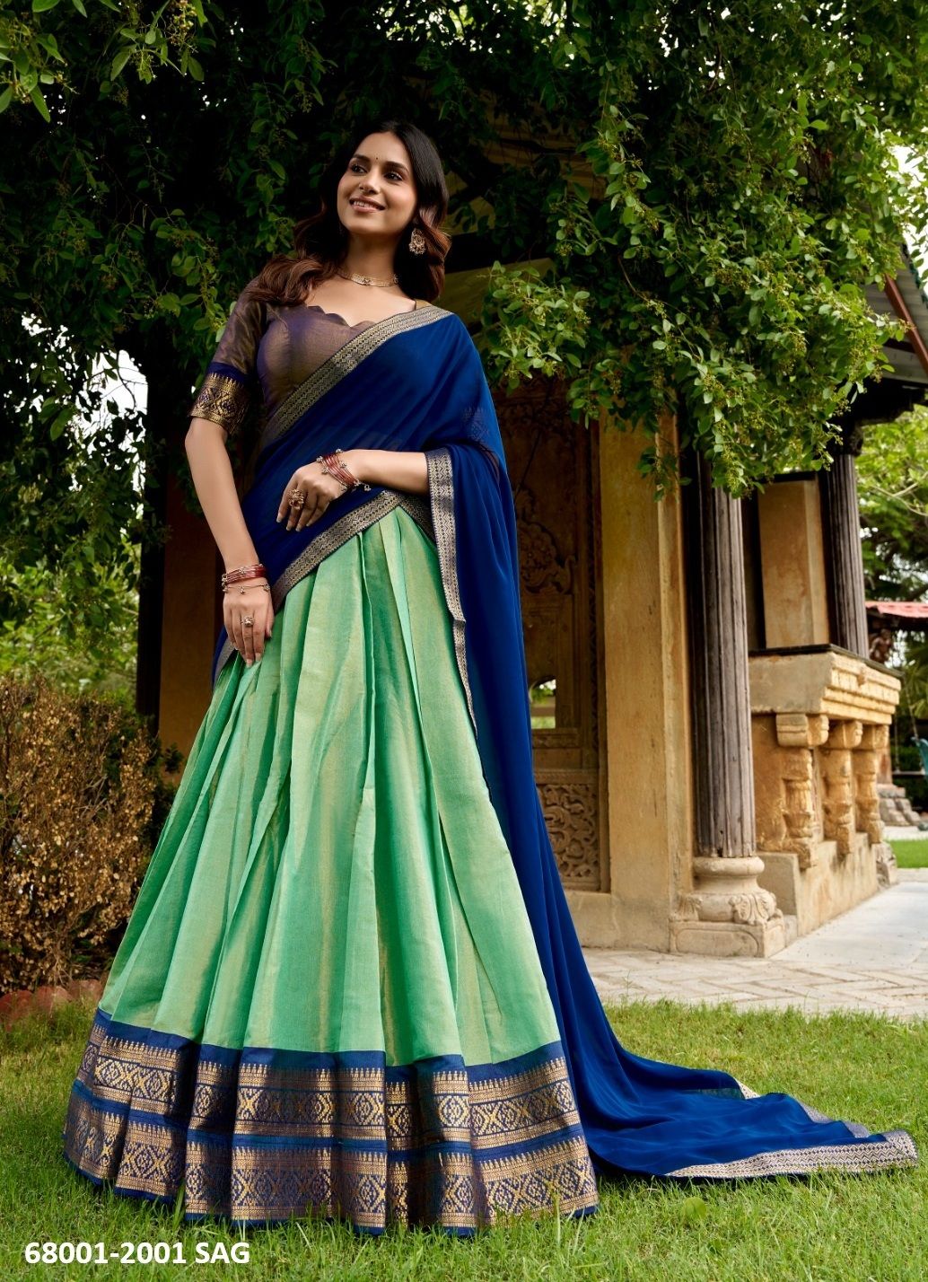 KANCHI PURAM SOUTH INDIAN SPECIAL - Catalog # 68001 (Set of 5 Semi-Stitched Lehengas)