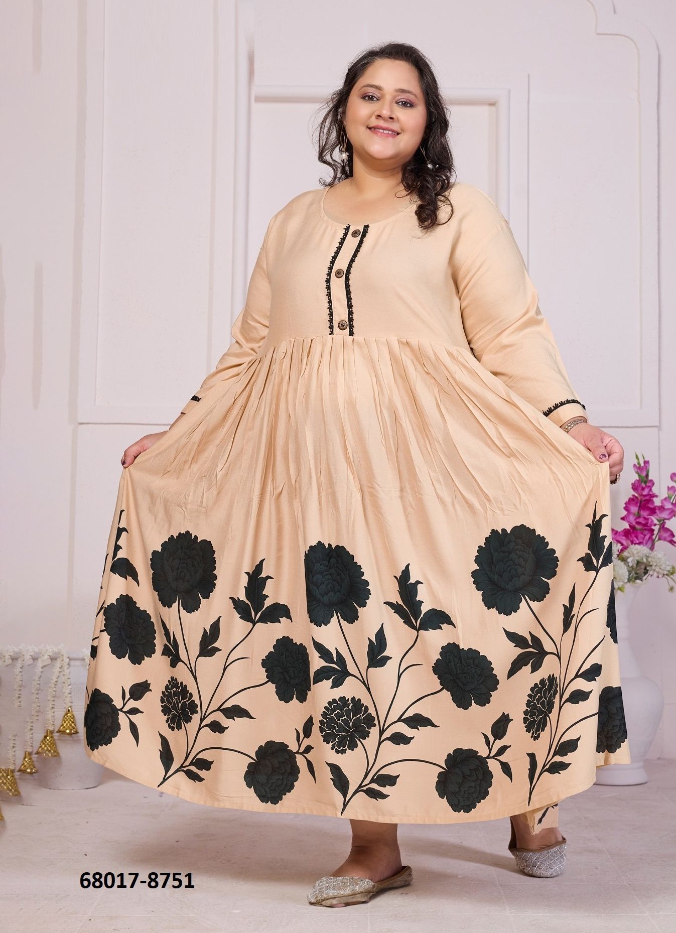 PLUS SIZE - SUN MOON - Catalog # 68017 (Set of 2 Readymade Women's Kurtis / Tops)