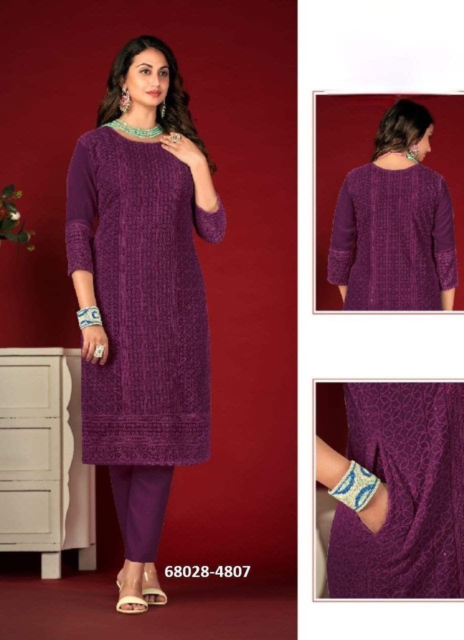 SILVER NEST - Catalog # 68028 (Set of 4 SIZE-SETS [Readymade Women's Kurtis / Tops])
