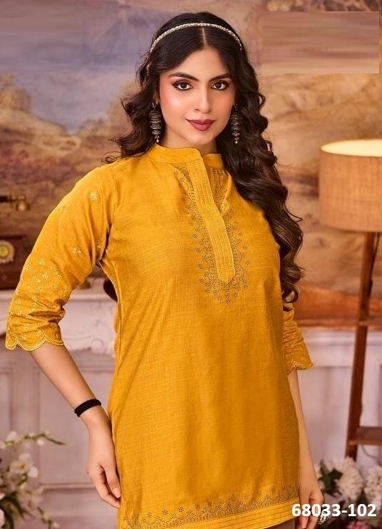 SAFRON - Catalog # 68033 (Set of 8 Readymade Women's Kurtis / Tops)