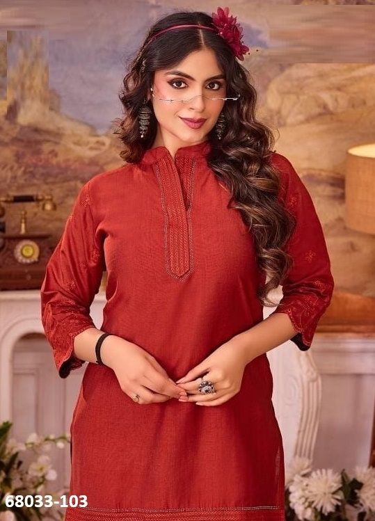 SAFRON - Catalog # 68033 (Set of 8 Readymade Women's Kurtis / Tops)